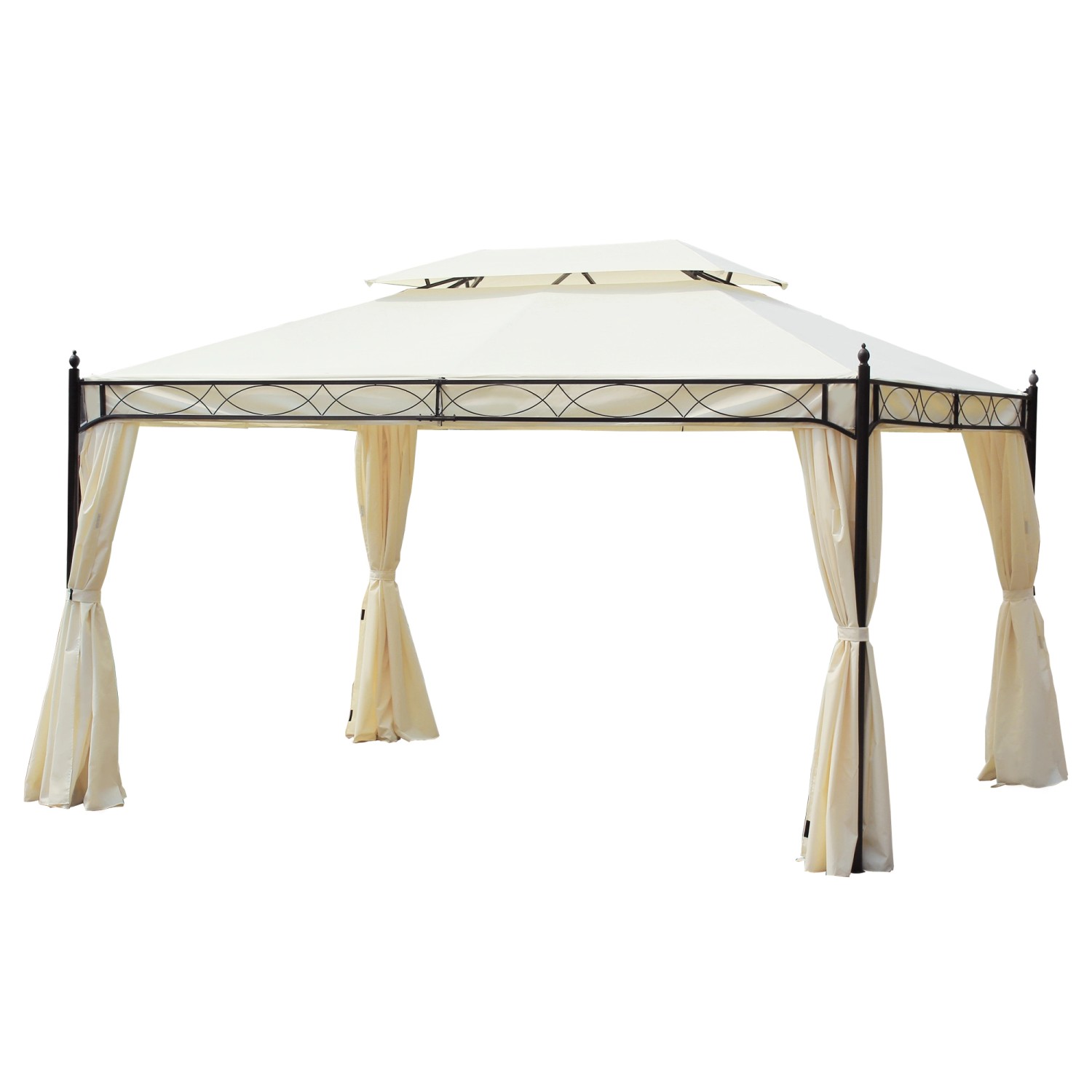 Outsunny Pavillon Stahl Polyester Cremeweiß 300L x 400B x 280H cm günstig online kaufen