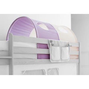 Lila-Beiger Tunnel für Hochbett/Etagenbett, Baumwolle, mit Sichtfenstern. Gemütliche Kuschelhöhle für Kinder.