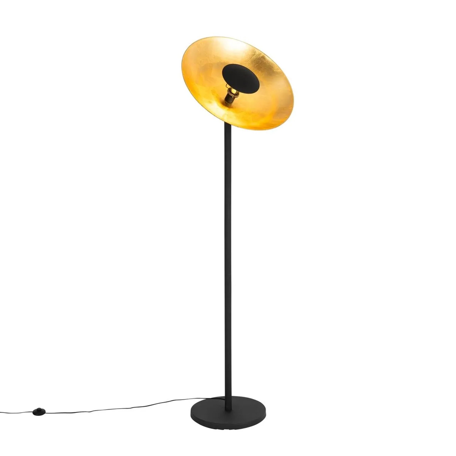 QAZQA Industrielle Stehleuchte Schwarz mit Goldenem Innenleben 60 cm Magnax