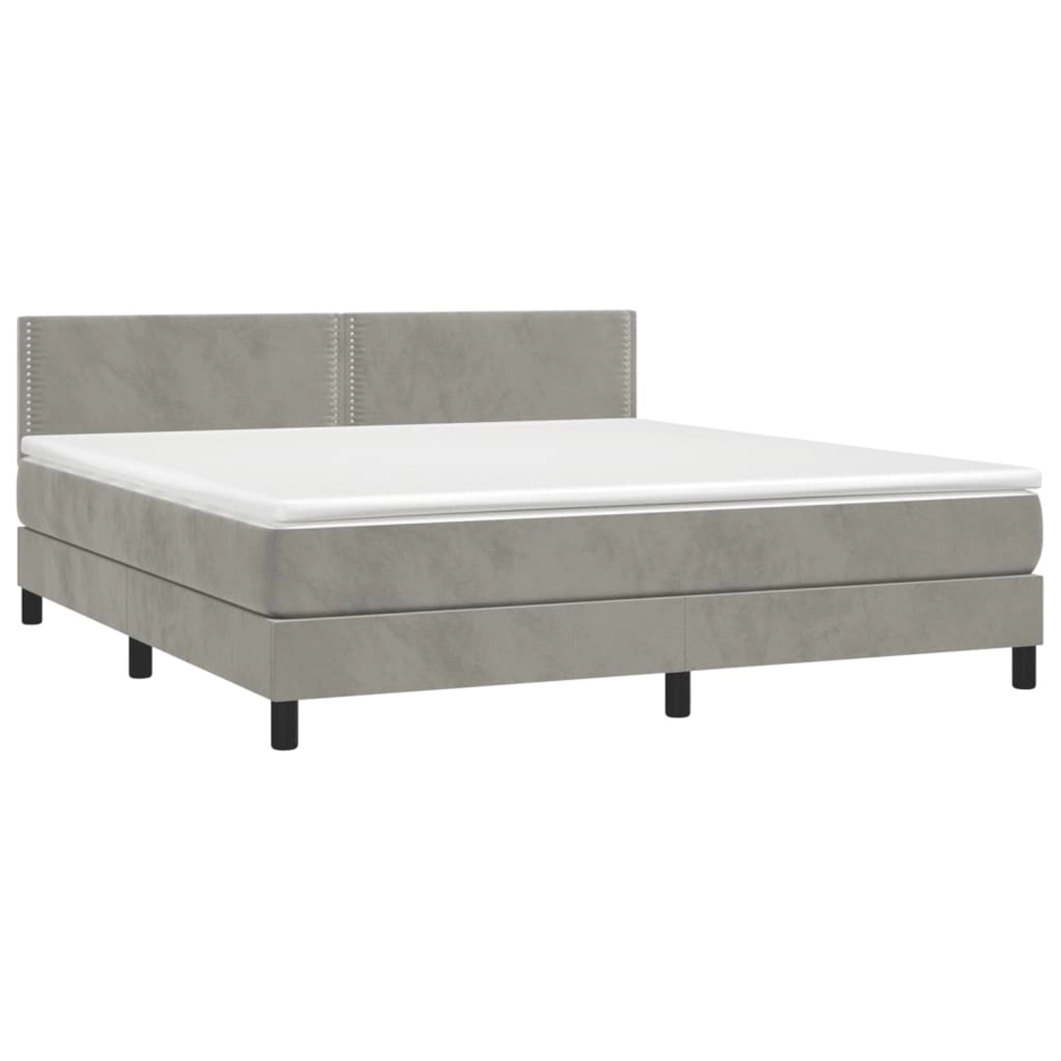 vidaXL Boxspringbett mit Matratze & LED Hellgrau 180x200 cm Samt 3134357 günstig online kaufen