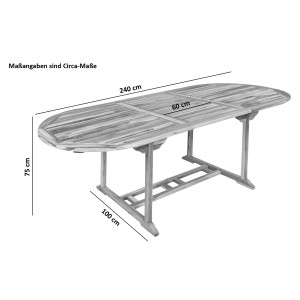 SAM Teak Gartentisch Ausziehbar Teakholz 180 - 240 cm ARUBA