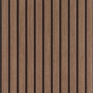 Braune Rasch SK-Tapete Tesa 370119 Echo Akustik mit Holzpaneel-Optik.