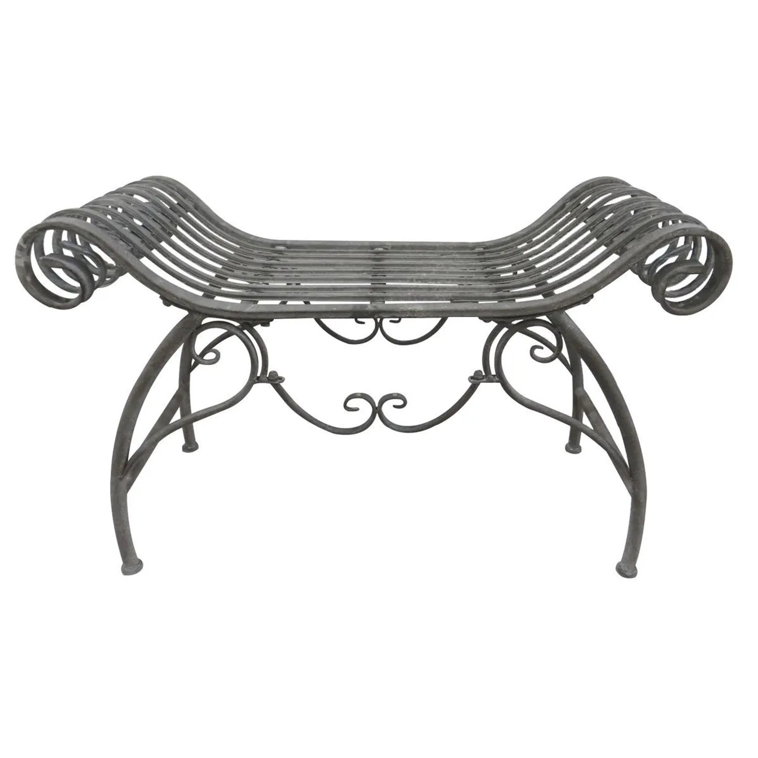 Lex Sitzbank Eisenbank Gartenbank Metallbank Gartenmöbel Antik Design Deko Grau