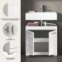 Waschbeckenunterschrank, 60 cm, Weiß Hochglanz mit zwei Türen, für Badezimmer.