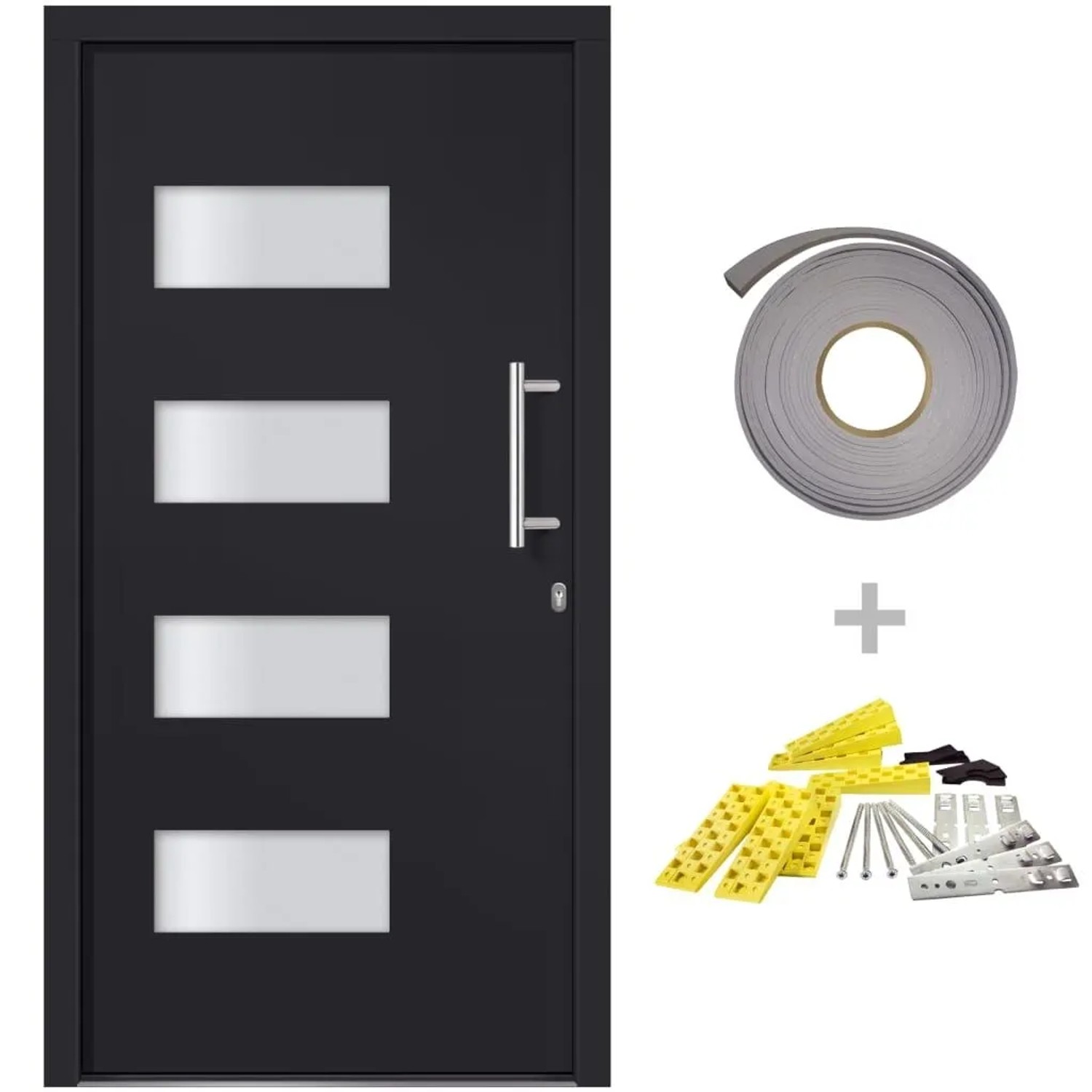 vidaXL Haustür Aluminium und PVC Anthrazit 100x200 cm 3056824