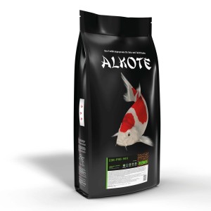 Alkote Fischfutter Con-Pro Mix 3mm, 9kg Sack mit Koi-Motiv. Premium Futter für gesunde Fische.
