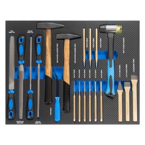 TRUTZHOLM Werkstattwagen Einlage mit Hammer, Feilen, Meißel, Körner und Durchschläger (20-teilig).