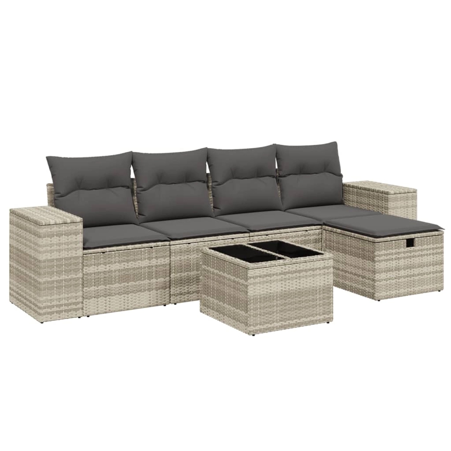 vidaXL 6-Tlg Garten-Sofagarnitur mit Kissen Hellgrau Poly Rattan 3264408 günstig online kaufen