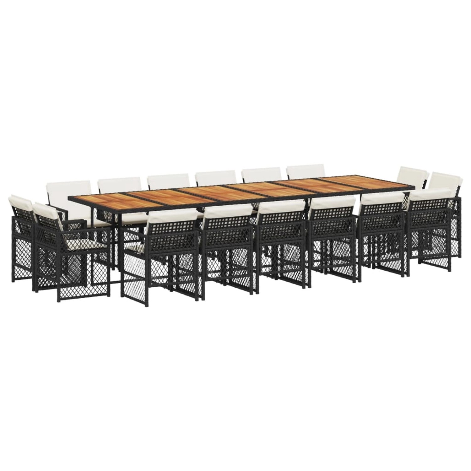 vidaXL 17-Tlg Garten-Essgruppe mit Kissen Schwarz Poly Rattan 3210891 günstig online kaufen