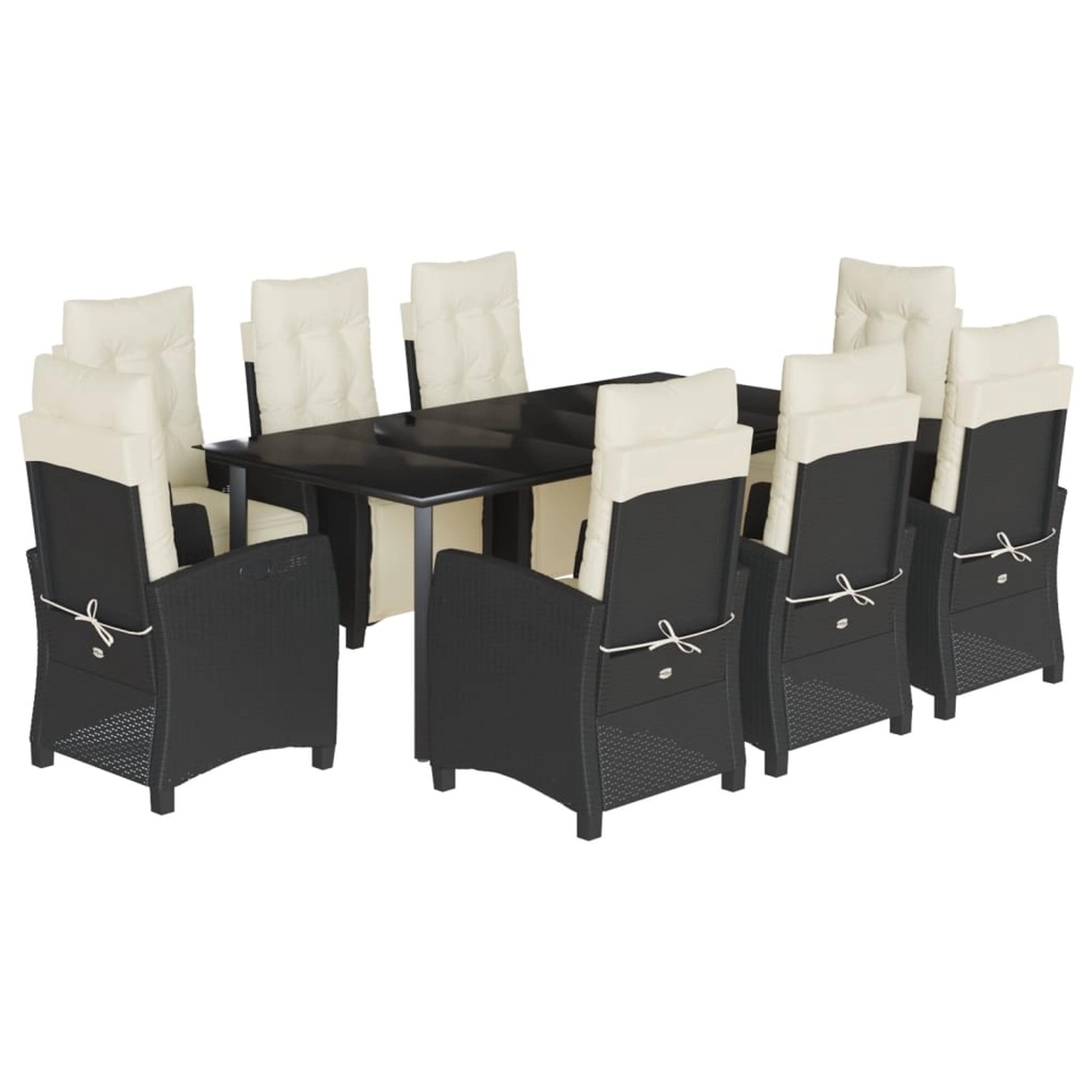 vidaXL 9-Tlg Garten-Essgruppe mit Kissen Schwarz Poly Rattan 3212959 günstig online kaufen