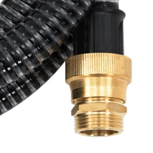 vidaXL Saugschlauch, 10 m, schwarz, mit Messing-Anschlüssen für Gartenpumpen.