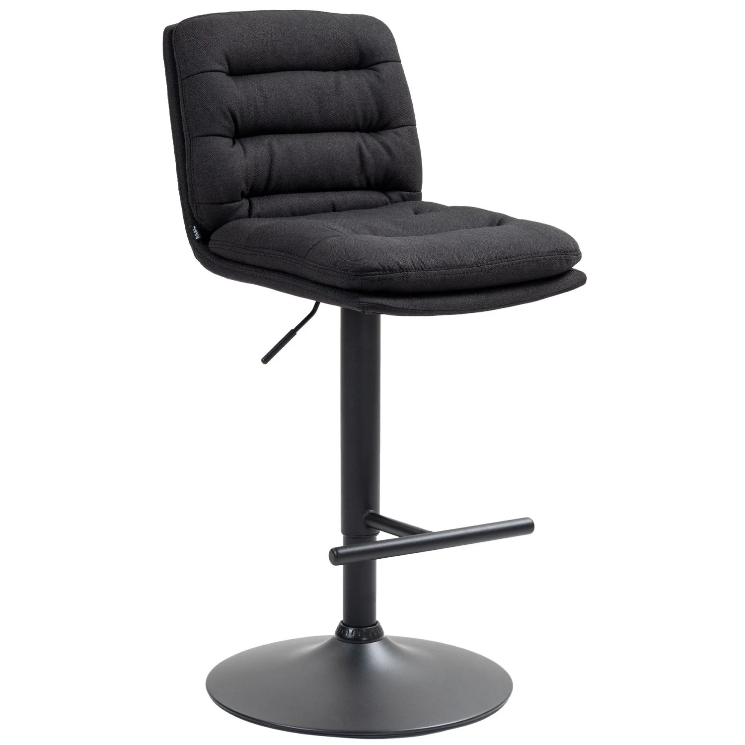 DELUKE Barhocker TURIN Schwarz Stoff Schwarz Barstuhl Mit Lehne Tresenhocker Tresenstuhl