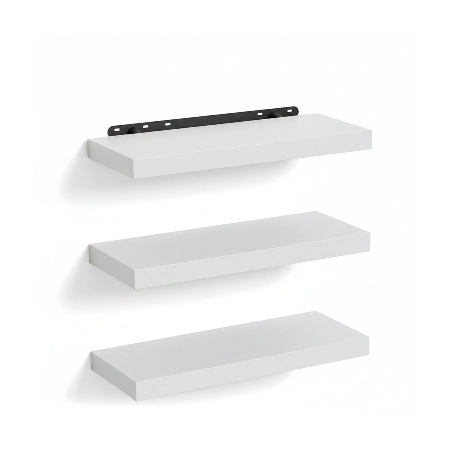 Relaxdays Wandregal MDF Eisen Weiß 3er Set 4 cm x 40 cm x 23 cm