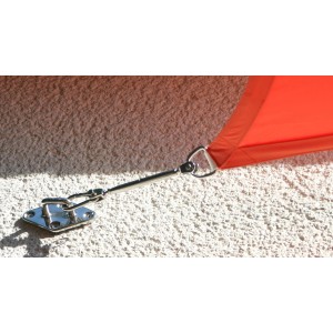 Wandhalterung aus Edelstahl für Sonnensegel, 90x55 mm, zur Befestigung an der Hauswand.