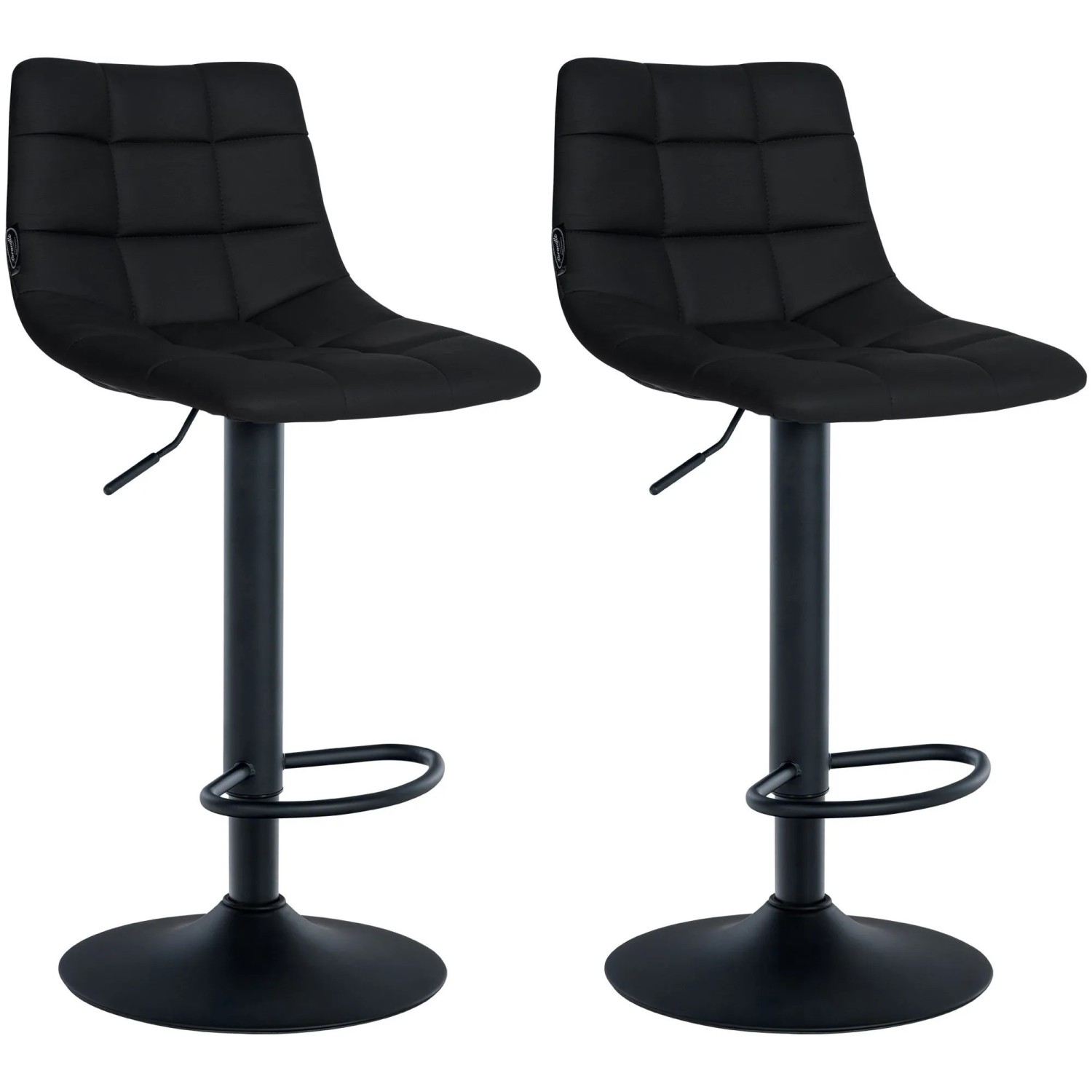 CLP 2er Set Barhocker Jerry Kunstleder Schwarz/Schwarz