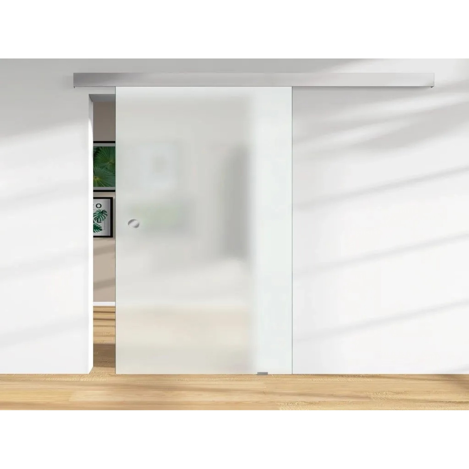 Flexo Ganzglasschiebetür ESG 8mm Siebdruck Mattweiß 2180 x 940 mm Wandstärke 8 mm DIN Variabel