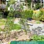 Costway Rankgitter 4er Set aus Metall, schwarz, 180x50cm, mit Kletterpflanzen im Garten.