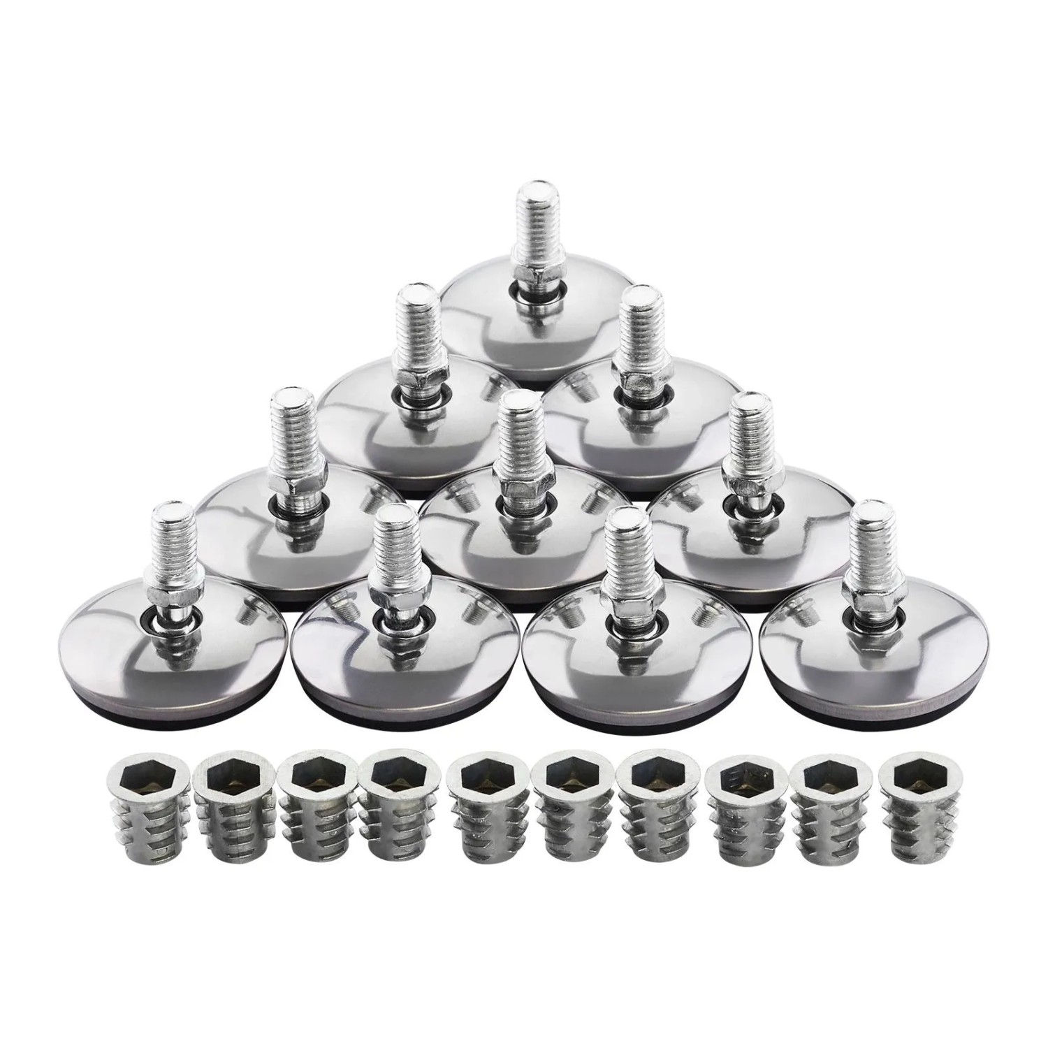 SOTECH 10er Set Verstellfüße MOBILIA Ø37 mm M8x12 Neigbar inkl. Einschraubmuffen