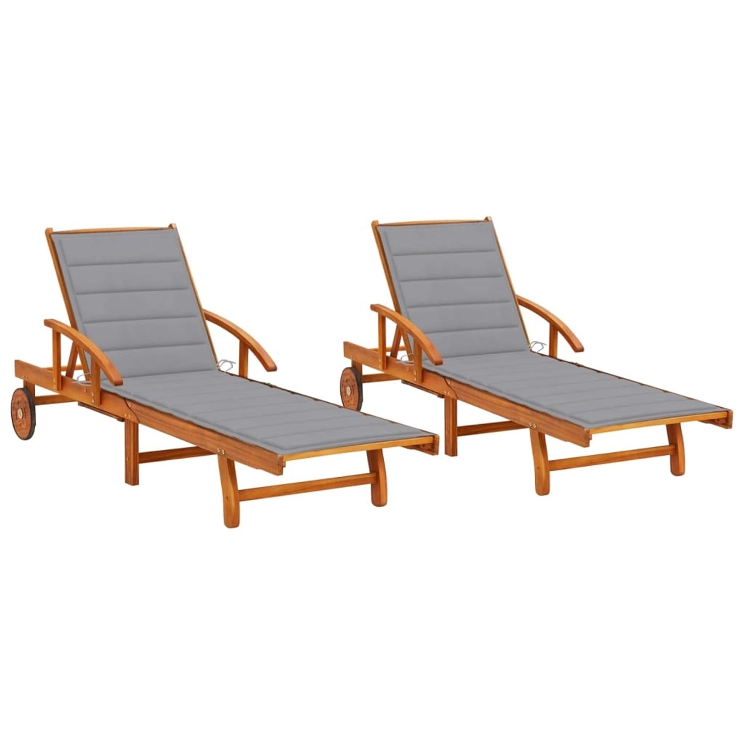 vidaXL Sonnenliegen 2 Stk mit Auflagen Massivholz Akazie 3077331