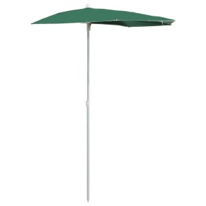 Grüner vidaXL Halb-Sonnenschirm 180x90 cm mit weißem Stahlmast. UV-beständiger Gartenschirm für Balkon.