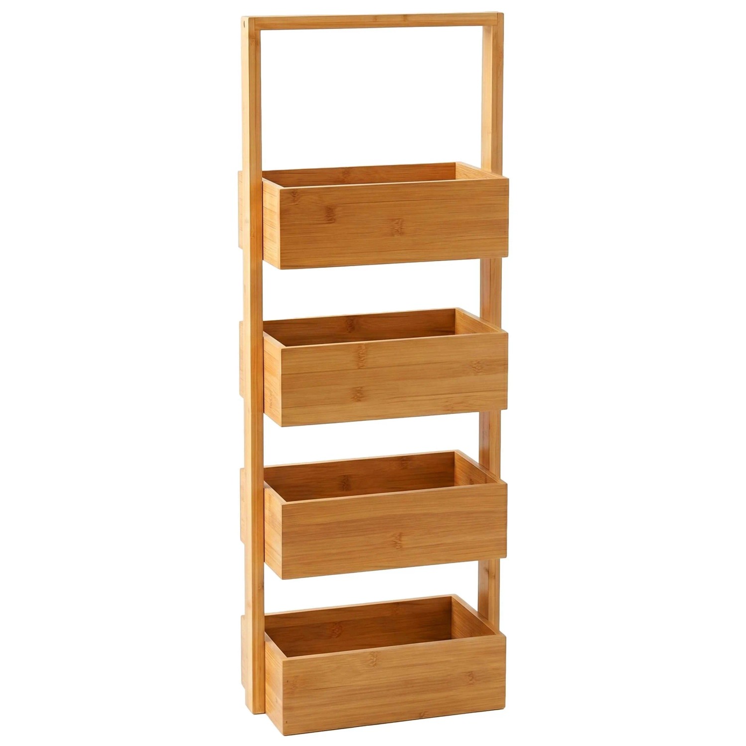 Relaxdays Badregal Bambus Natur mit 4 Ablagen 88 cm x 28 cm x 16 cm