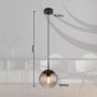 Globo Hängeleuchte Samos, schwarz/rauchfarben, Ø 20 cm. Moderne Pendelleuchte mit Sterneneffekt.