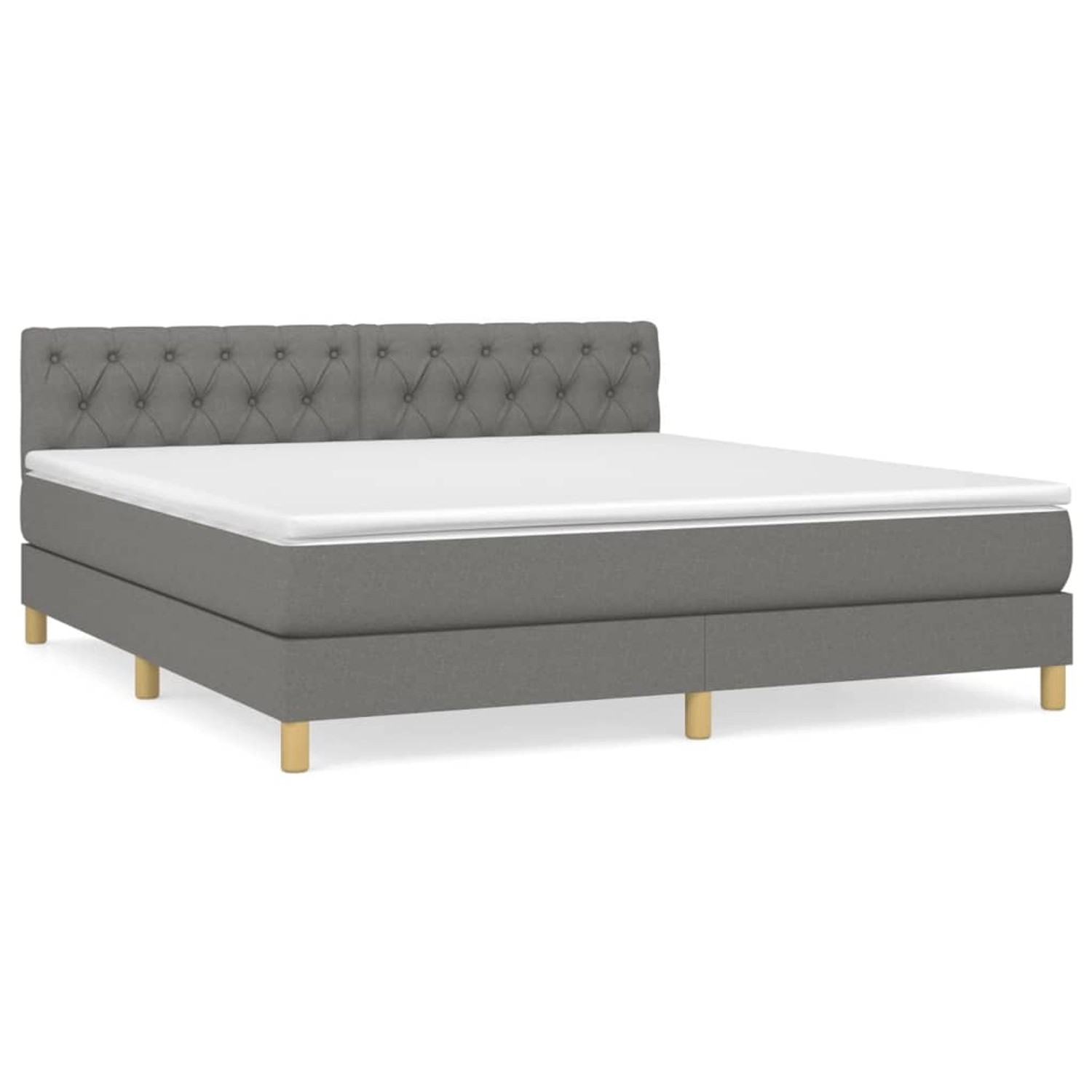 vidaXL Boxspringbett Boxspringbett mit Matratze Dunkelgrau 160x200 cm Stoff günstig online kaufen