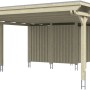 Skan Holz Carport Emsland Nussbaum mit Abstellraum, Doppelcarport aus Holz mit Flachdach.