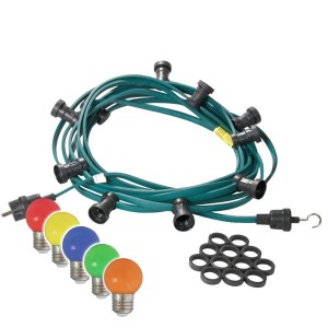Satisfire Illu-Partylichterkette, 20m, mit bunten LED-Kugellampen für Biergarten und Außenbereich.