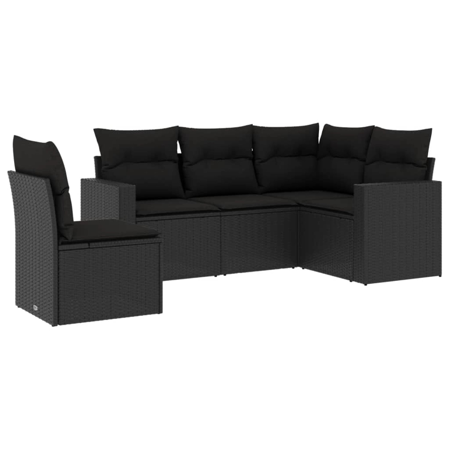 vidaXL 5-tlg Garten-Sofagarnitur mit Kissen Schwarz Poly Rattan Modell 13