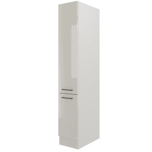 Flex-Well Apotheker-Hochschrank Lund, 30 cm, lichtgrau glänzend/rauchgrau. Küchenschrank mit Auszügen und Ablagen.