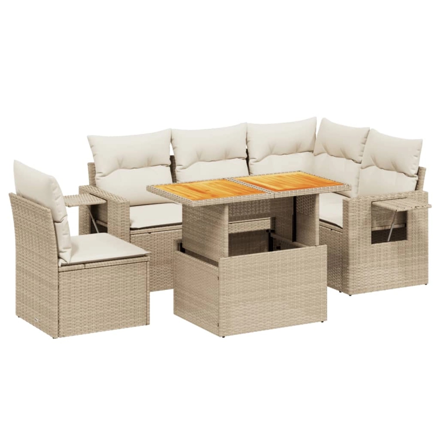vidaXL 6-Tlg Garten-Sofagarnitur mit Kissen Beige Poly Rattan 3271758 günstig online kaufen