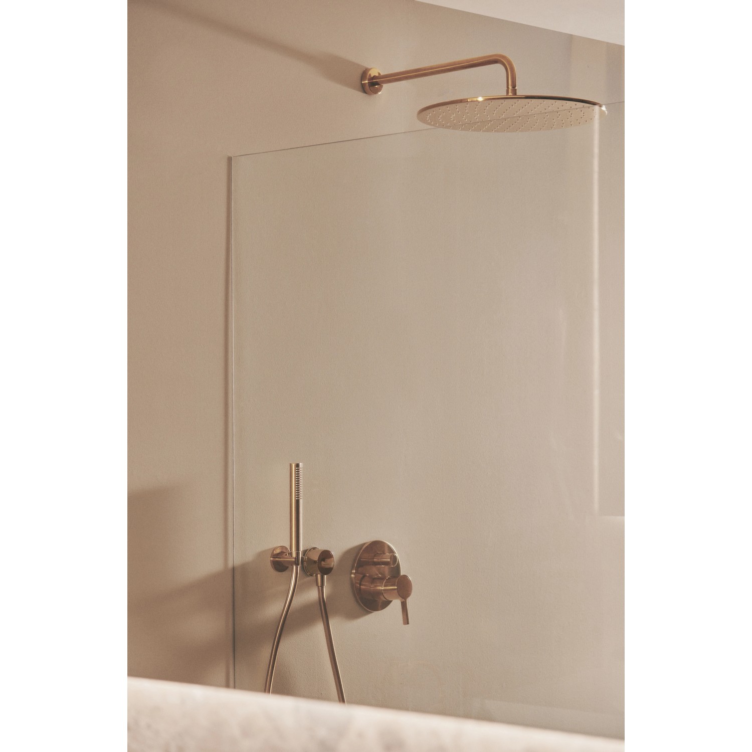 Ideal Standard Idealrain Atelier Kopfbrause, rund, Ø400 mm, gebürstetes Gold.