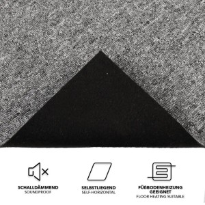 Graue, selbstliegende Karat Teppichfliese Moskau, 50x50 cm, Schlingenflor, für Gewerbe und Privat.