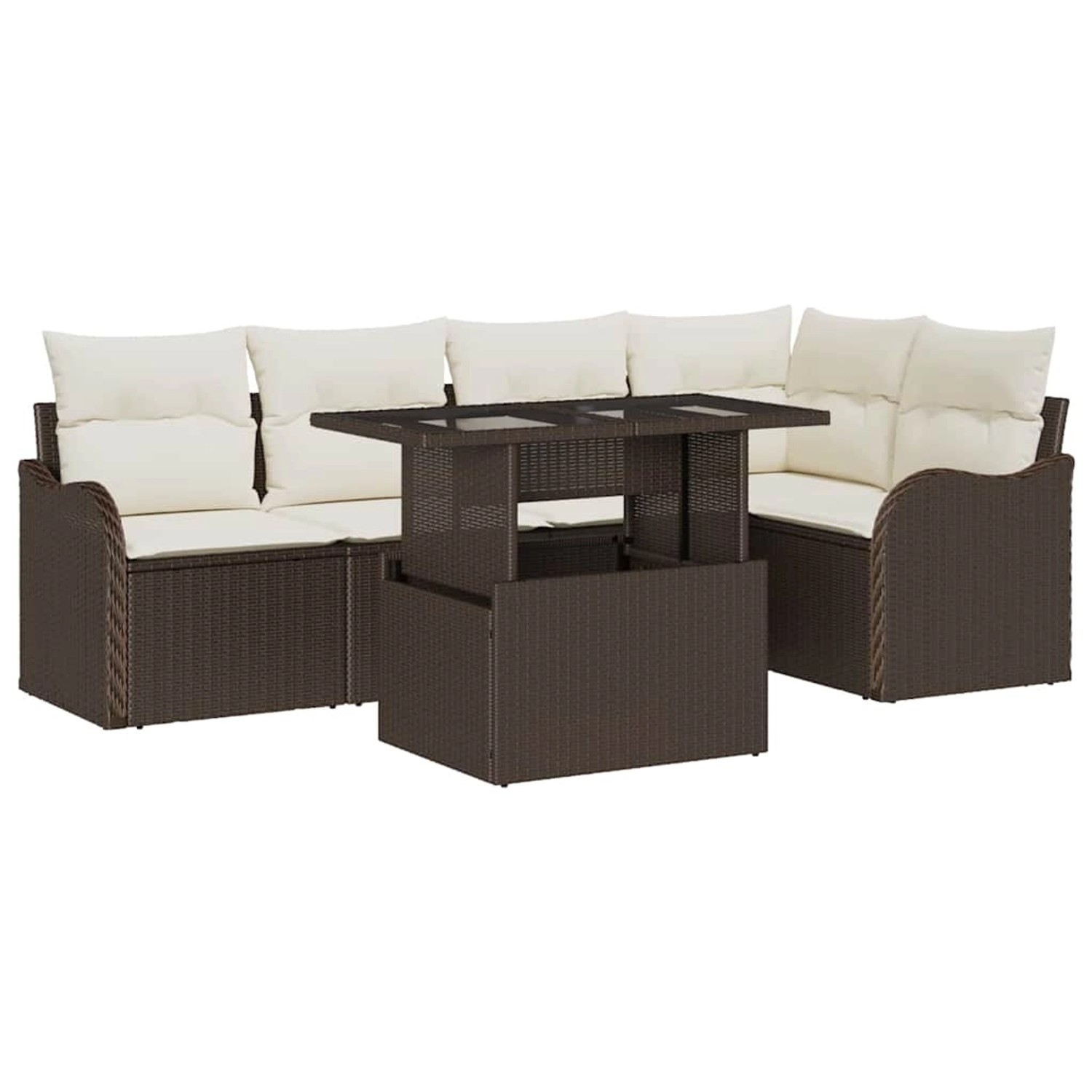 vidaXL 6-Teiliges Garten-Sofaset mit Kissen in Braun Poly Rattan 3348464 günstig online kaufen