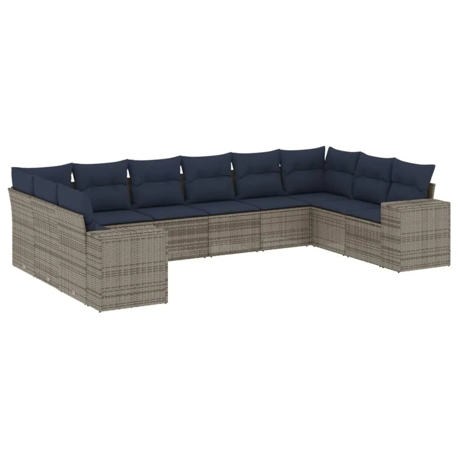 vidaXL 10-Tlg Gartensofa-Set mit Kissen Grau Polyrattan 3223070 günstig online kaufen