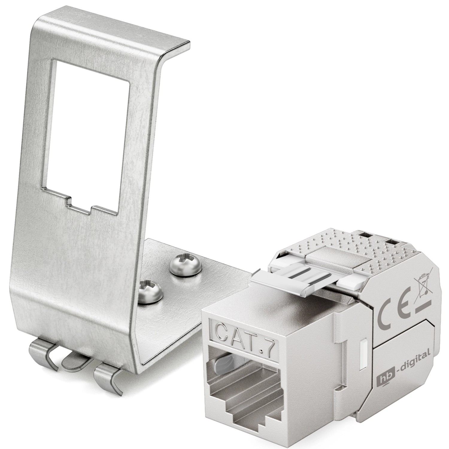 hb-digital Hutschienenadapter 1 Port  mit CAT 7 Keystone Modul RJ45