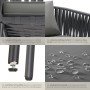 Dunkelgraues Tectake Stuhlset Valeiras mit Rope-Design, dicken Polstern, verstellbaren Füßen und wasserabweisendem Stoff. Gartenstühle.