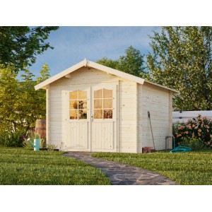 Palmako Gartenhaus Lotta, 276x276 cm, grau-anthrazit, mit Doppeltür und Echtglasfenstern.