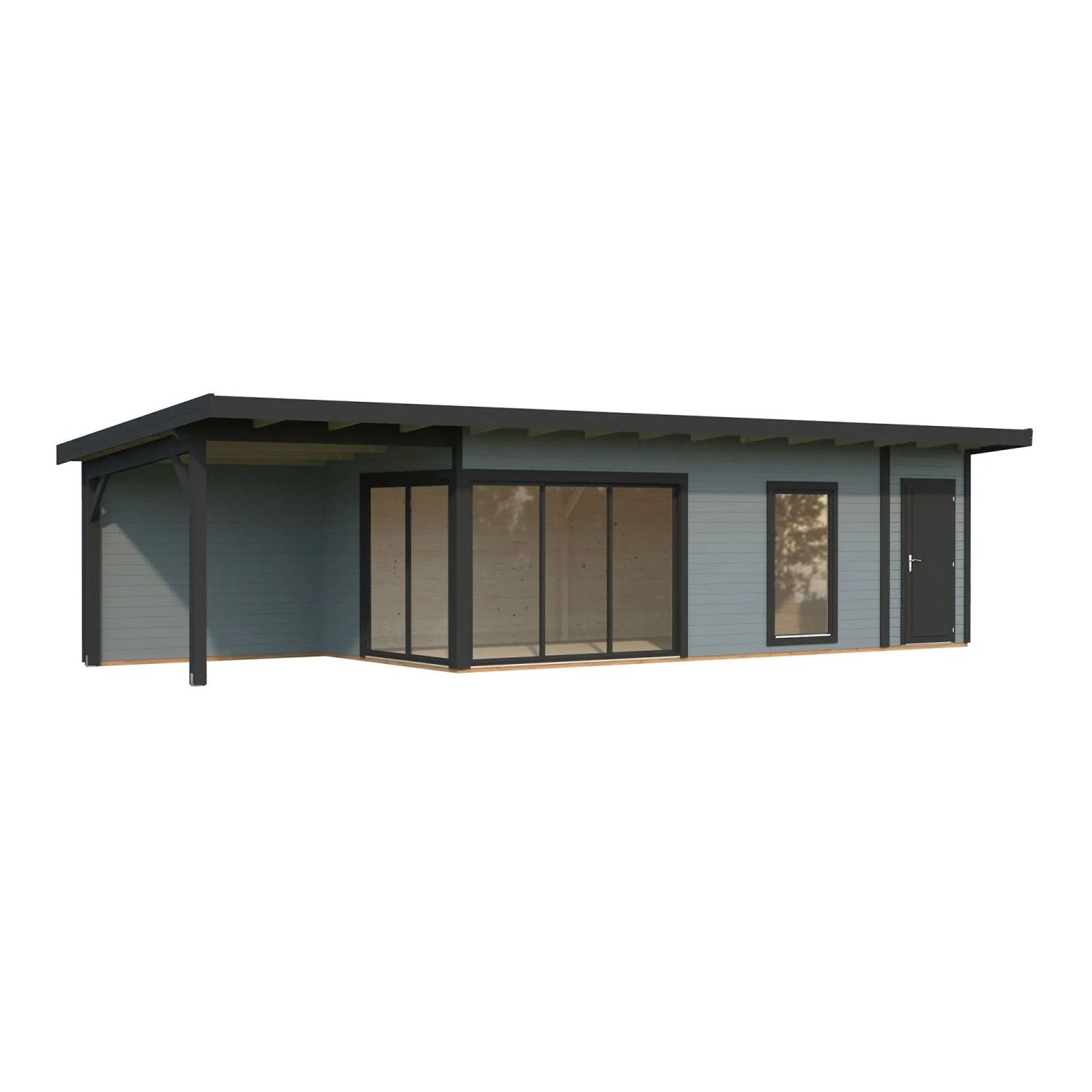 Palmako Holz-Gartenhaus Andrea Slide Pultdach Lackiert 1060 cm x 300 cm 29 m²