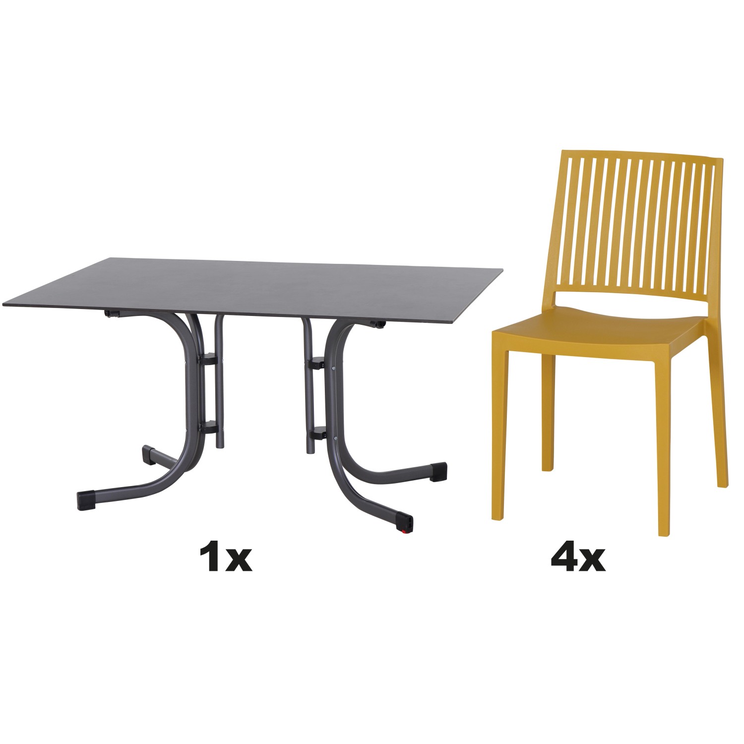 Siena Garden Gartenmöbel Set Lane 5-teilig 4 Stühle und 1 Tisch 140 cm Must günstig online kaufen