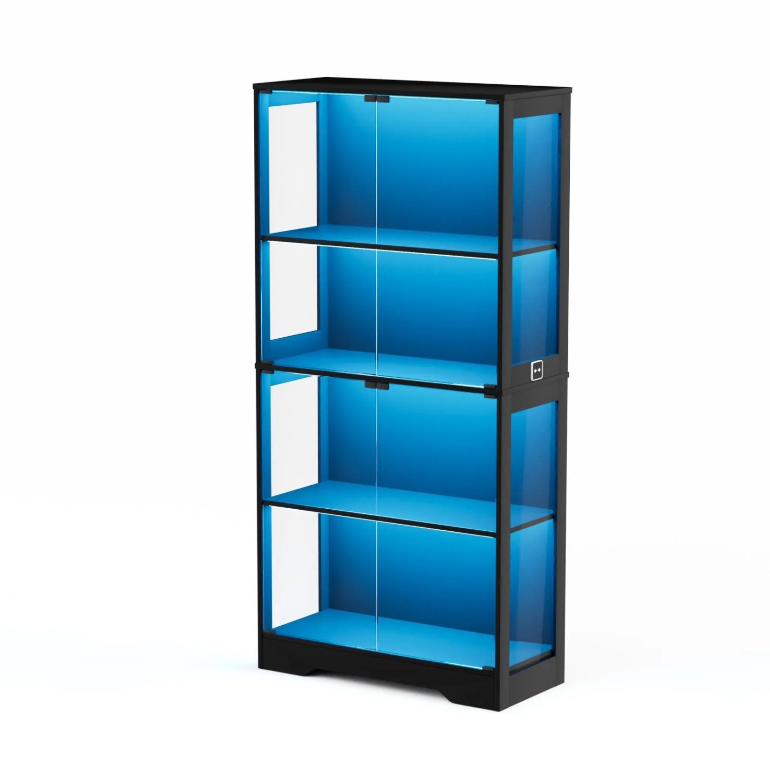 PXloue Glasvitrine 80x35x165cm Mit Stauraum LED-Beleuchtung und USB Schwarz