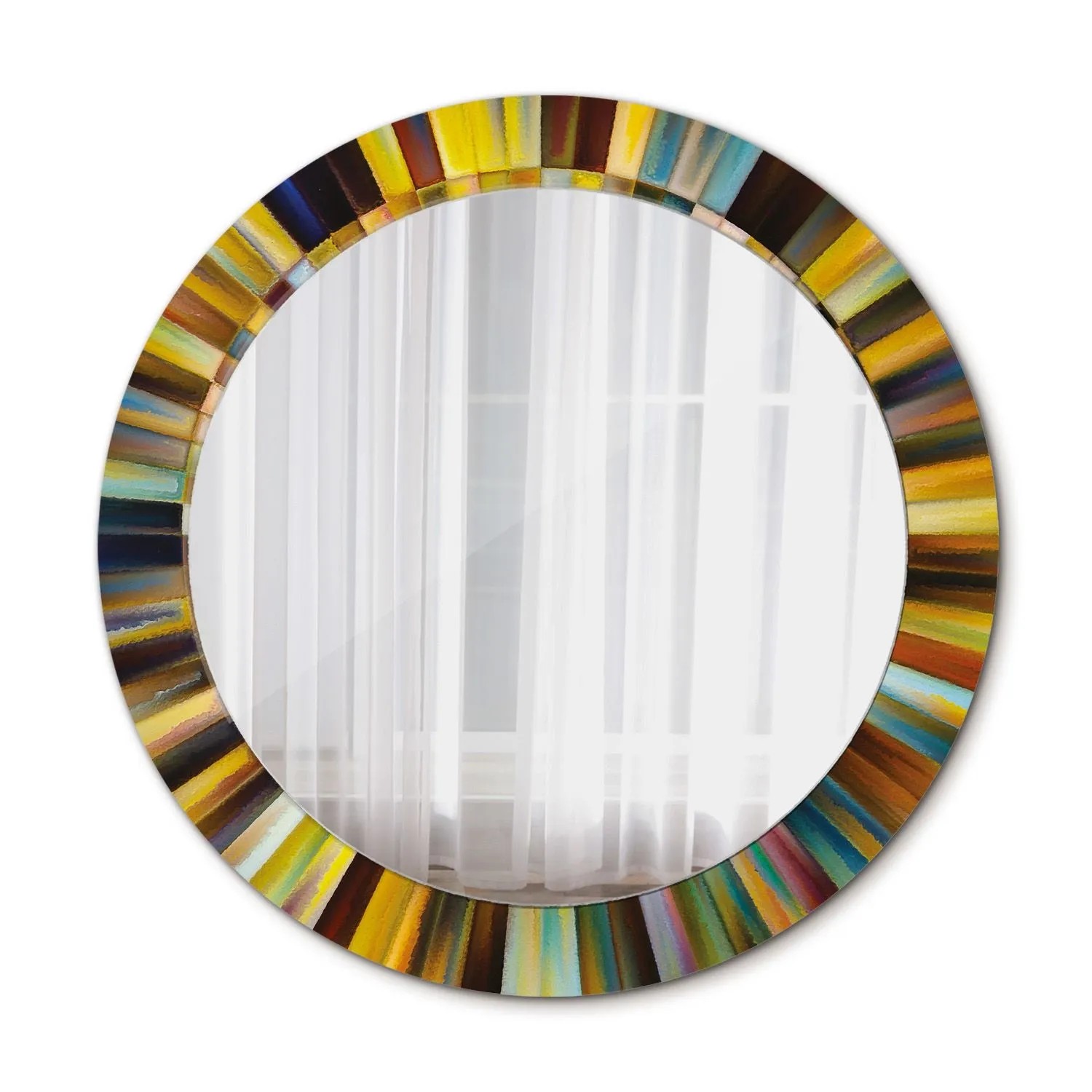 Tulup Bedruckter Spiegel Bunte Strahlen 70x70 cm Runder Spiegel Bedrucktem günstig online kaufen