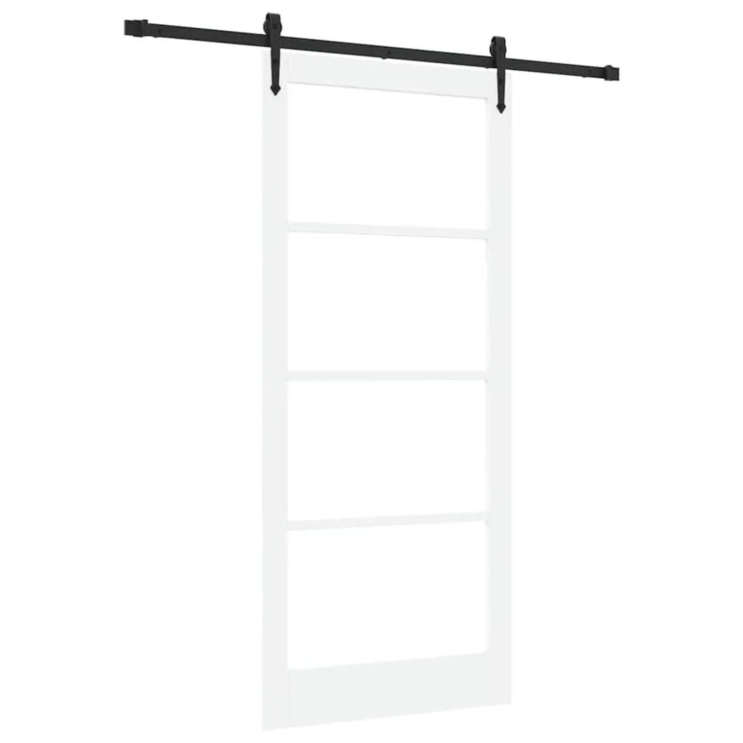 vidaXL Schiebetür Weiß 93 x 211 cm Massivholz Kiefer und Glas 3332346