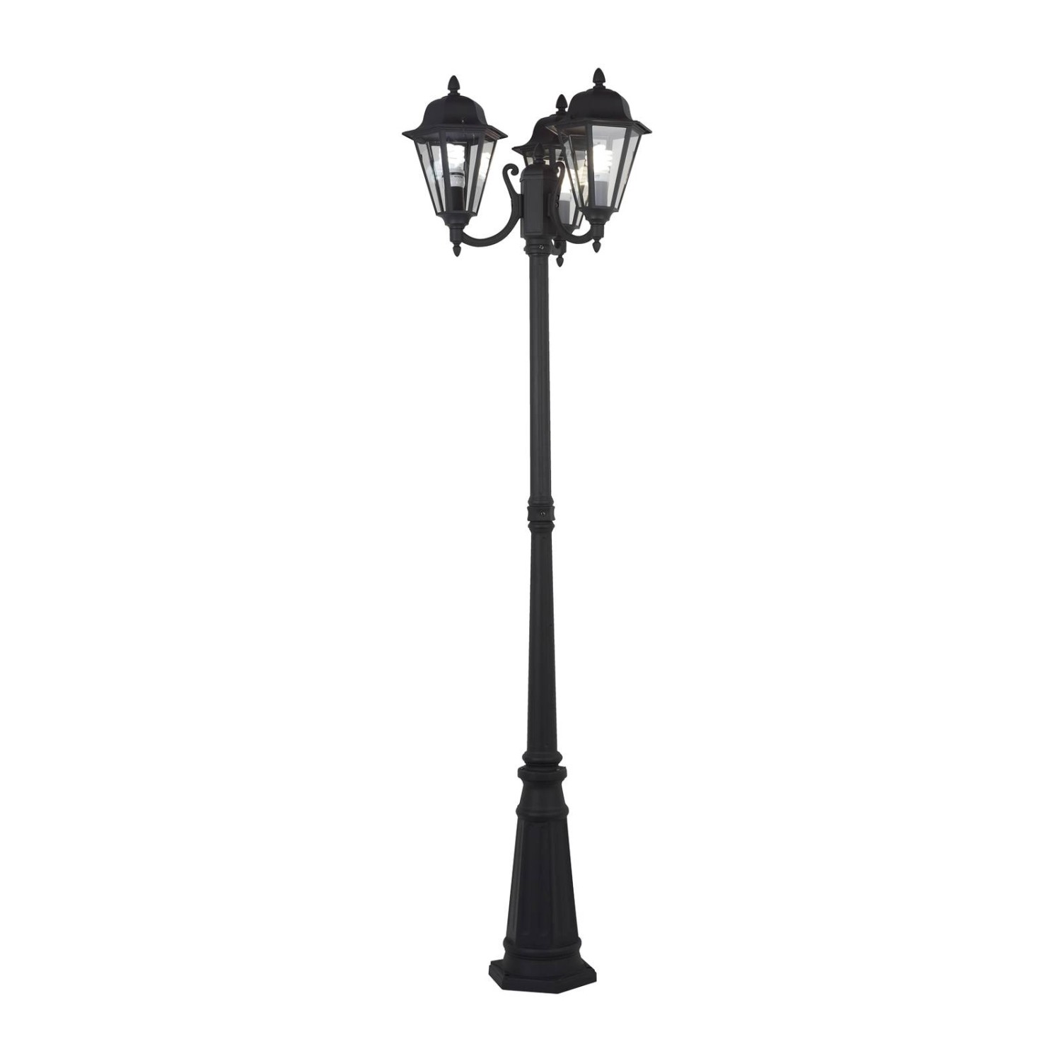 Lindby Mastleuchte Außen Edana 9630066 Spritzwassergeschützt Modern in Schwarz aus Aluminium 3-flammig E27