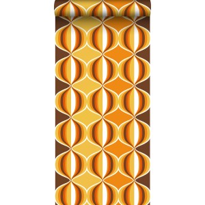 Sanders & Sanders Tapete Retro-Ornamente Gelb Braun und Orange 53 cm x 10.05 m