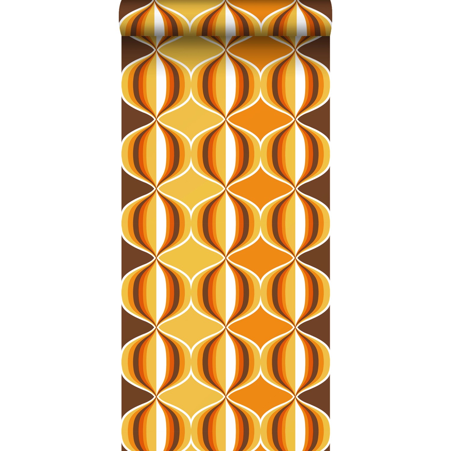 Sanders & Sanders Tapete Retro-Ornamente Gelb Braun und Orange 53 cm x 10.0 günstig online kaufen