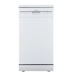 Respekta Unterbau-Geschirrspüler Bena 45 cm in Weiß, Frontansicht.