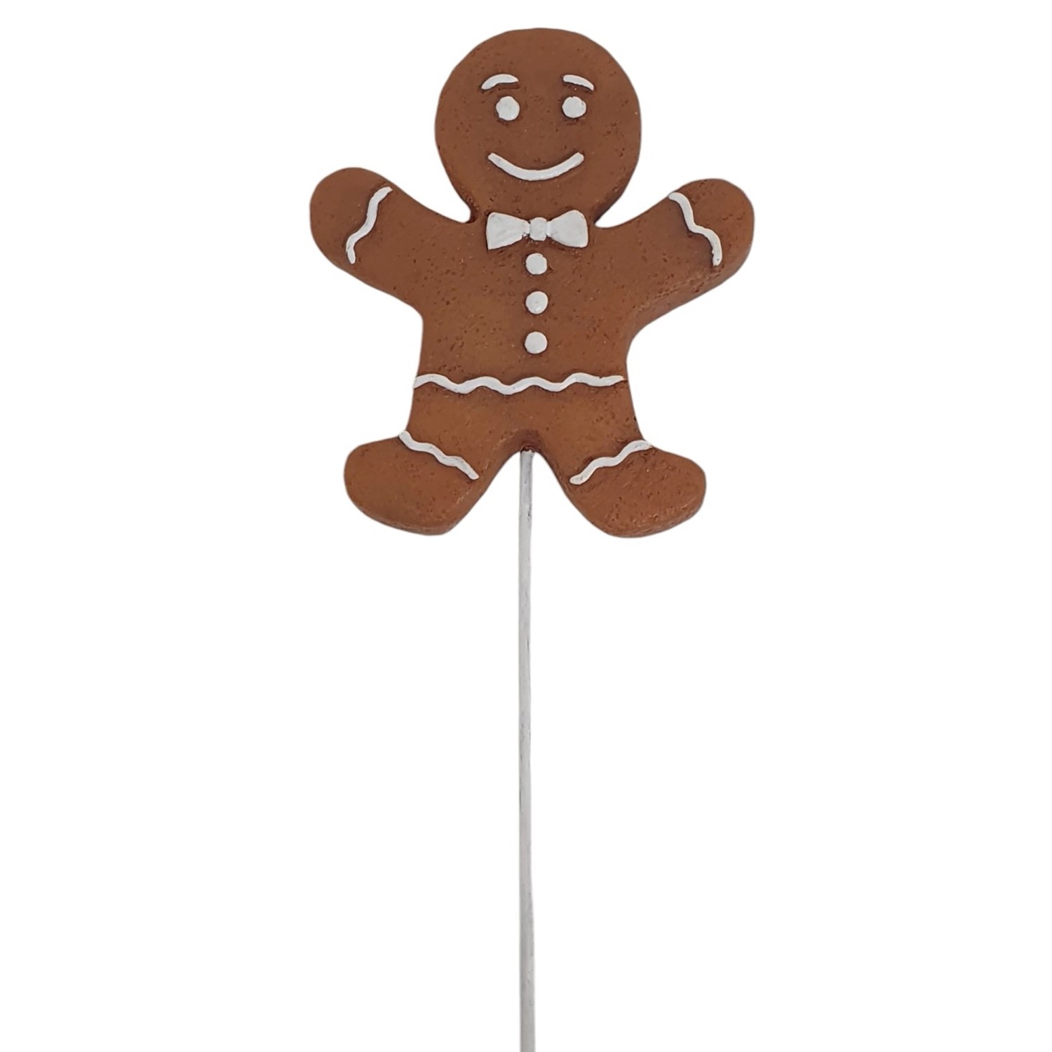 Deko-Weihnachtsfigur Pfefferkuchenmann mit Fliege Stecker 20,5 cm Braun-Wei günstig online kaufen