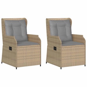 vidaXL Gartenbank 2 Stk Beige Poly-Rattan 3394488